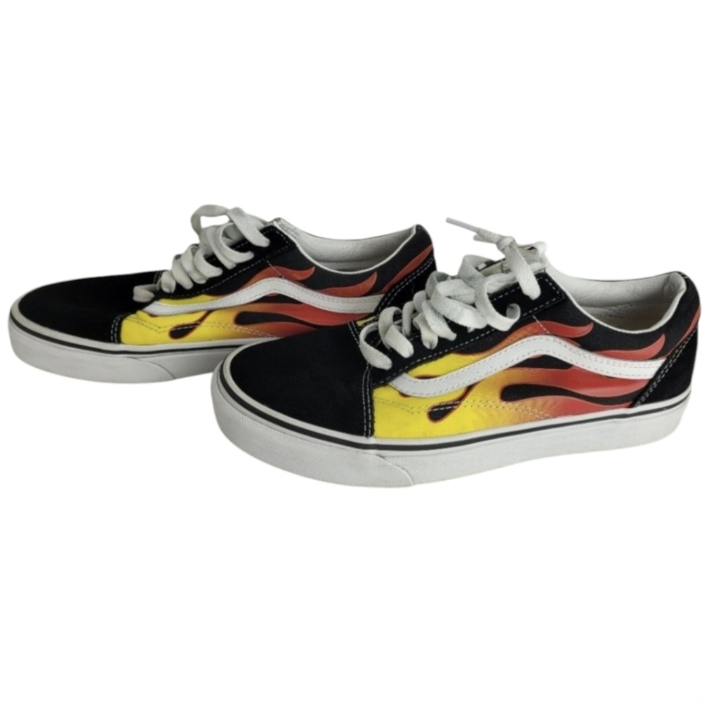 Vans Flame Old Skool Skateboard Grunge Street Wear Unisex Shoes Men's Size 8